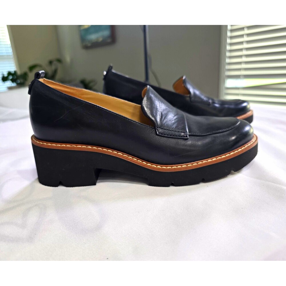 Naturalizer Darry Black Leather Chunky Loafers US 6.5M Comfort Slip-On